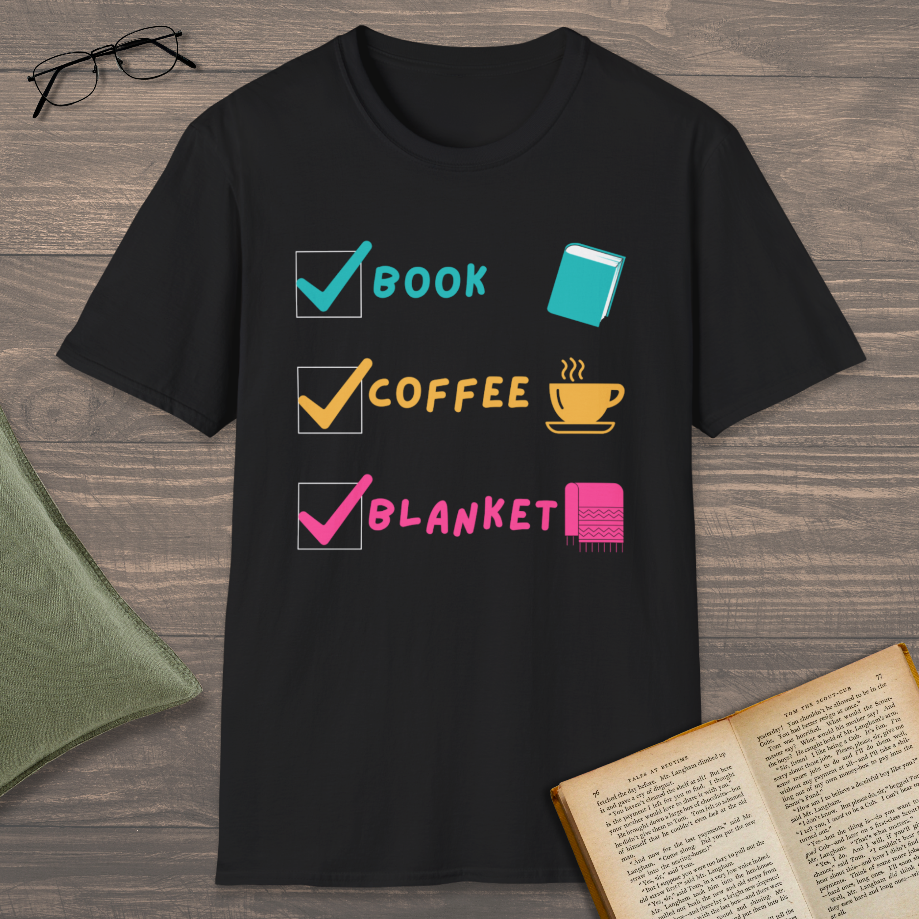 Book Coffee Blanket T-Shirt