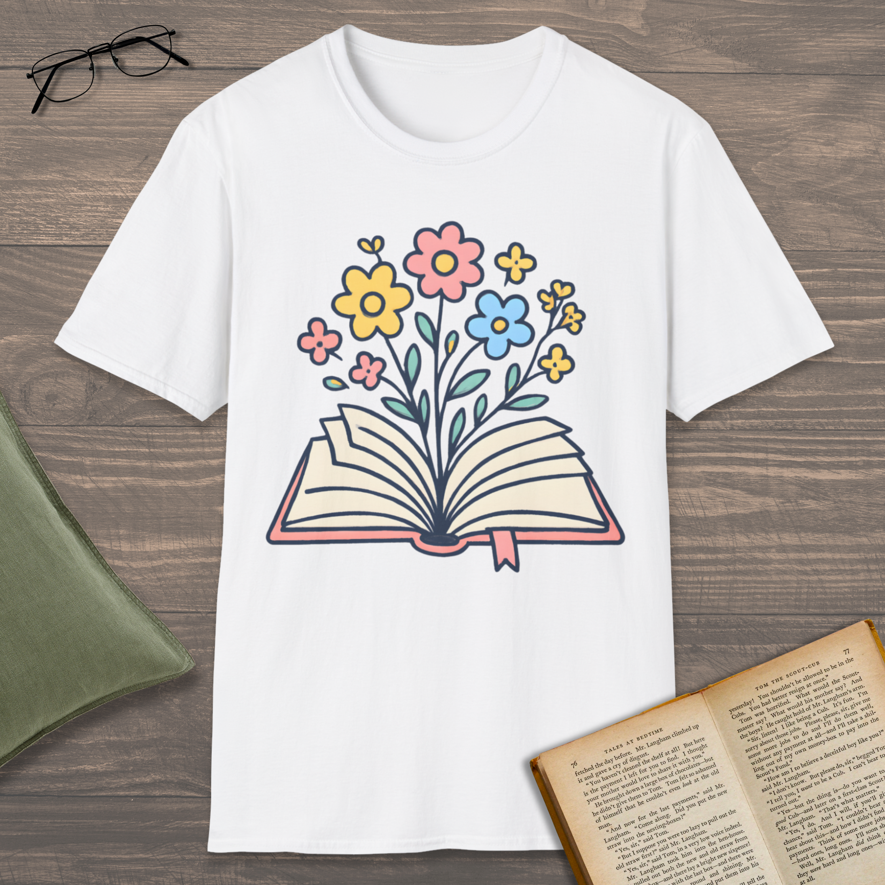Sweet Flowers Book T-Shirt