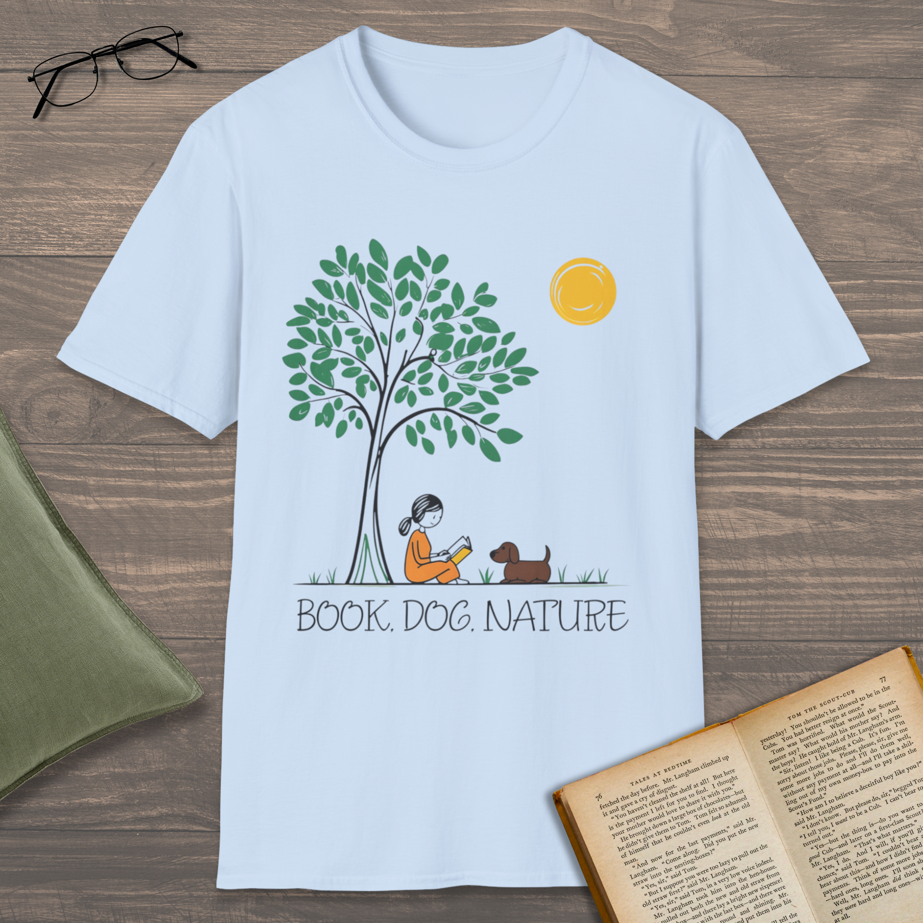 Book, Dog, Nature T-Shirt