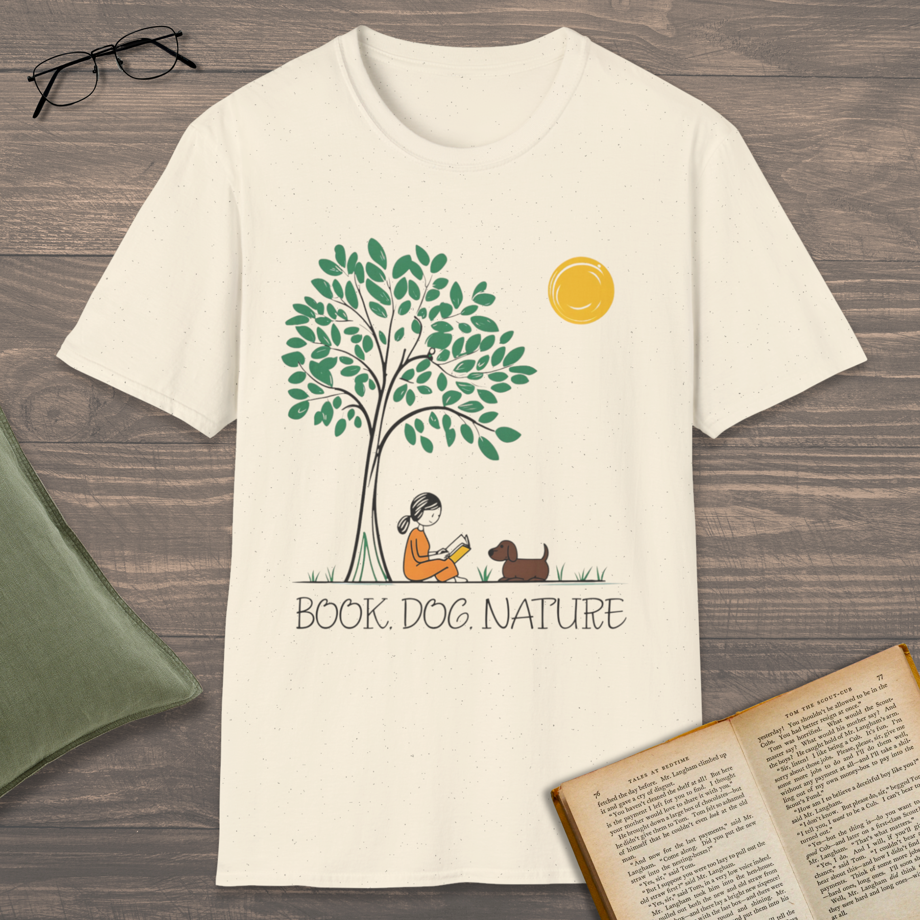 Book, Dog, Nature T-Shirt