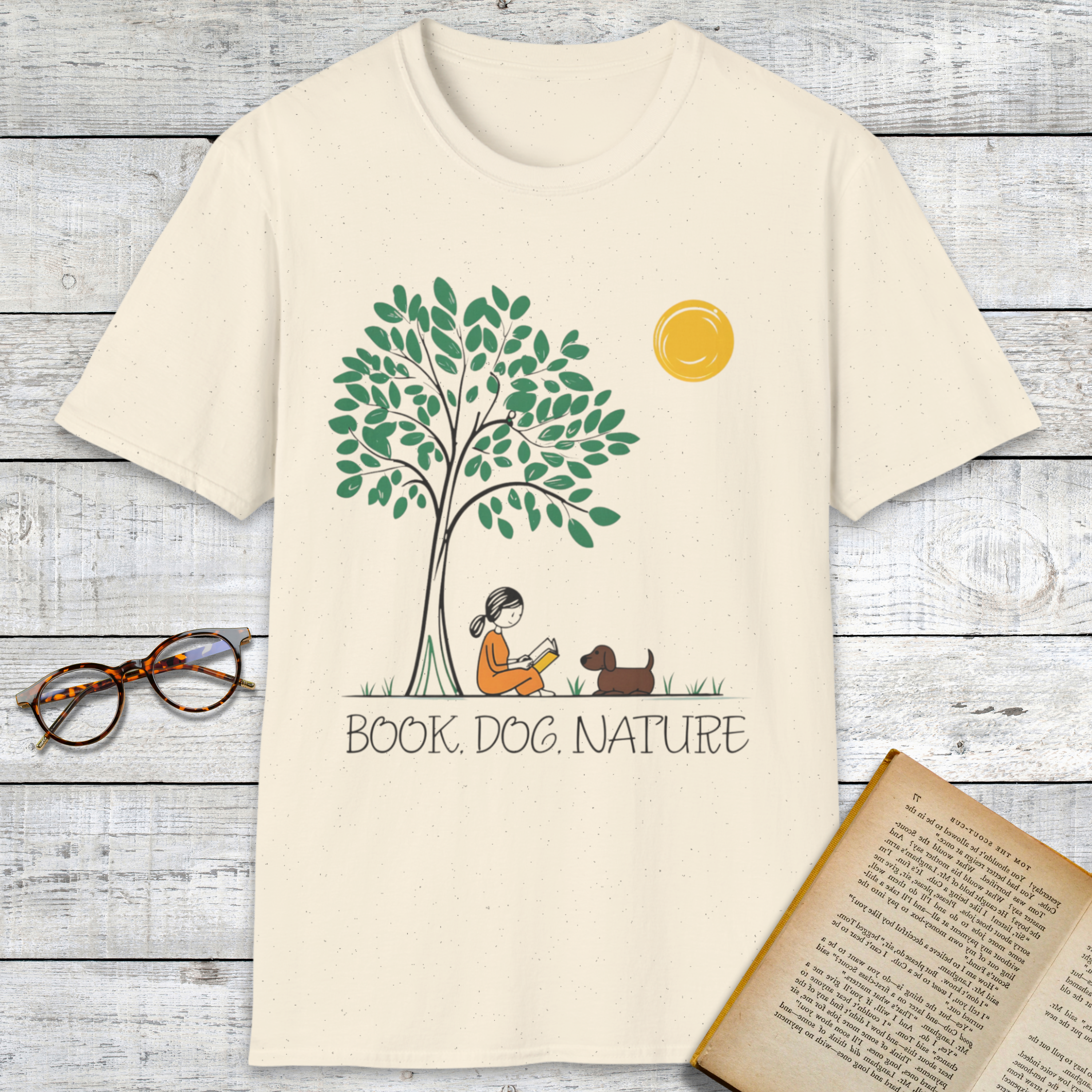 Book, Dog, Nature T-Shirt