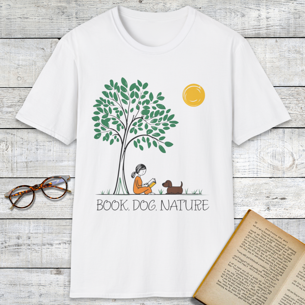 Book, Dog, Nature T-Shirt
