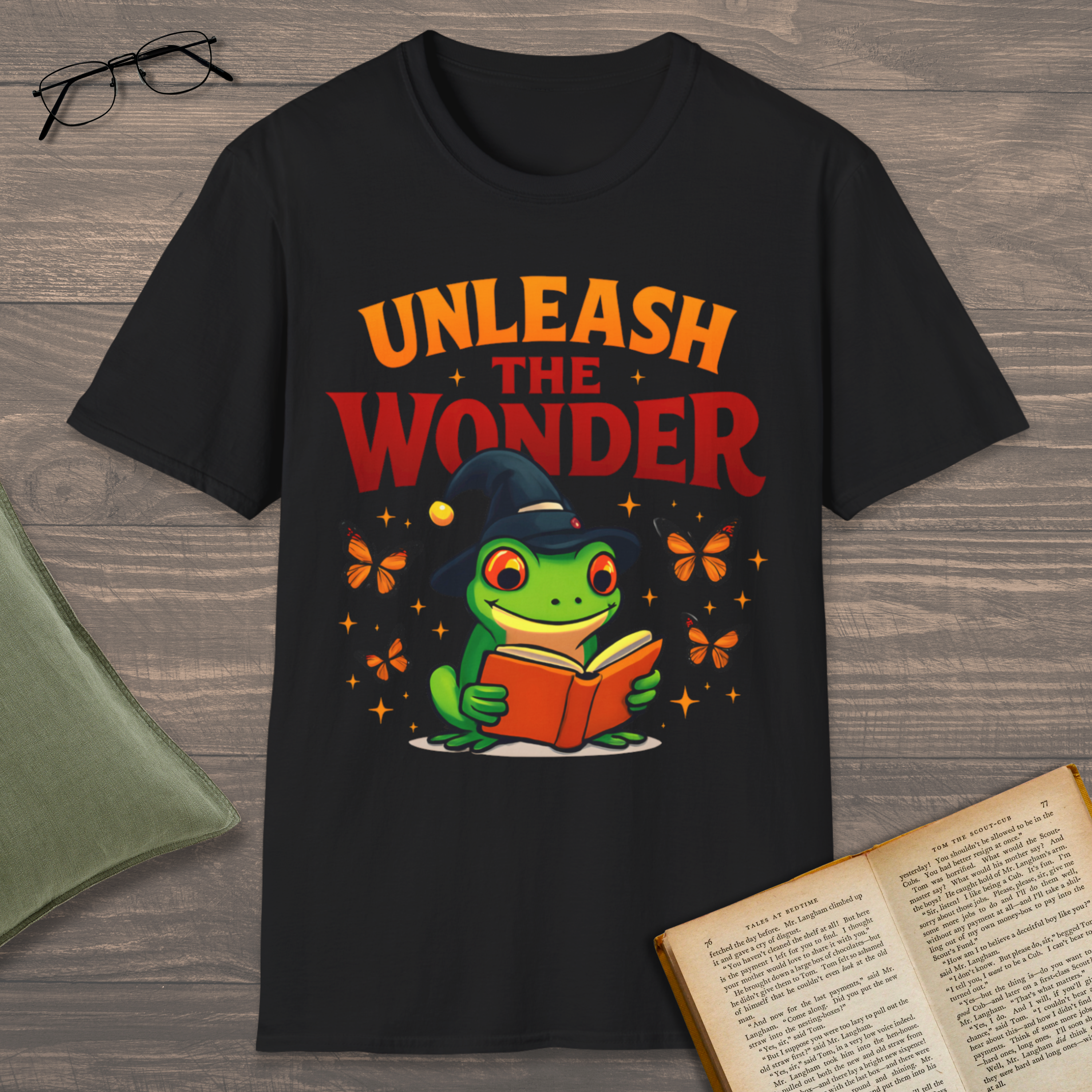 Reading Frog & Butterflies T-Shirt
