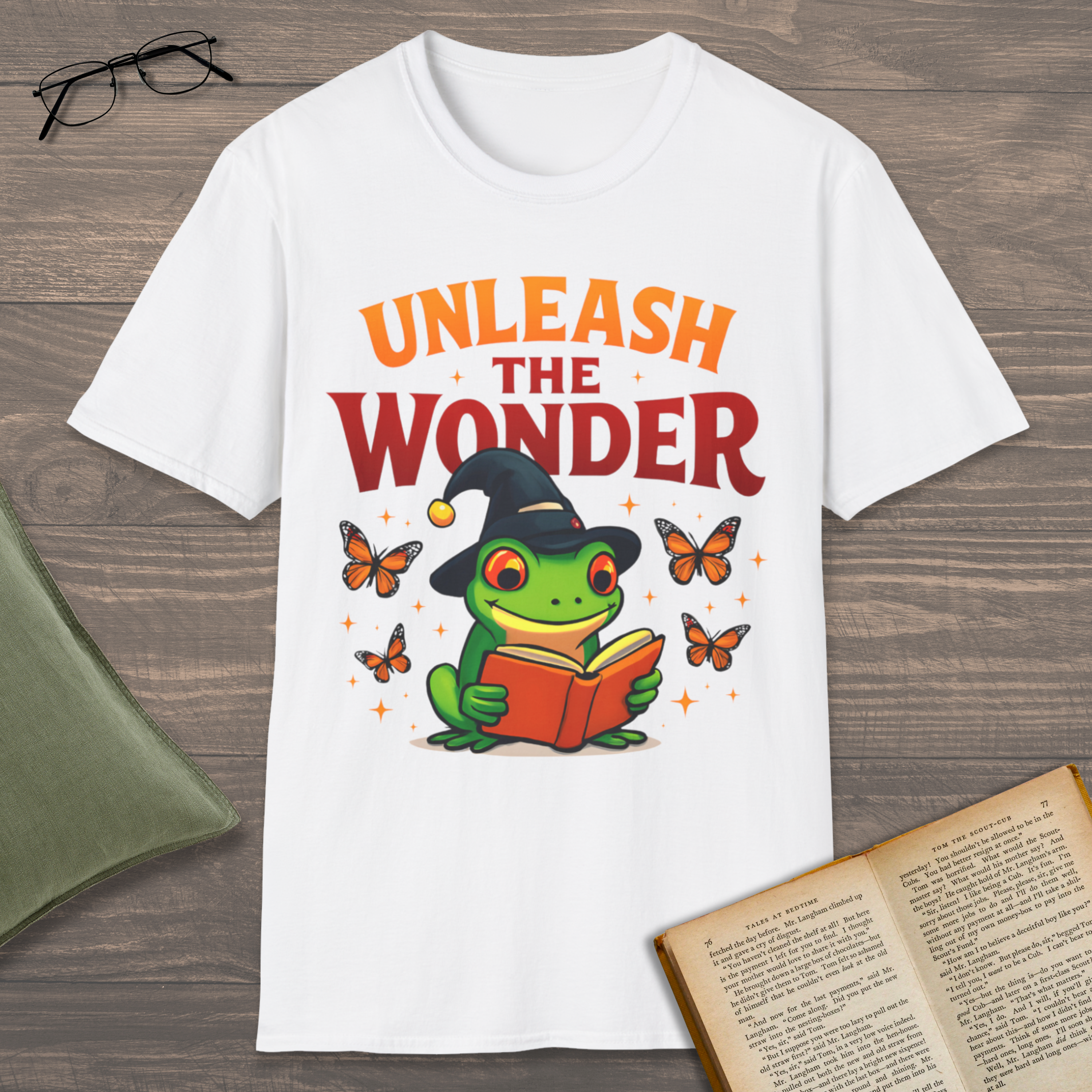 Reading Frog & Butterflies T-Shirt