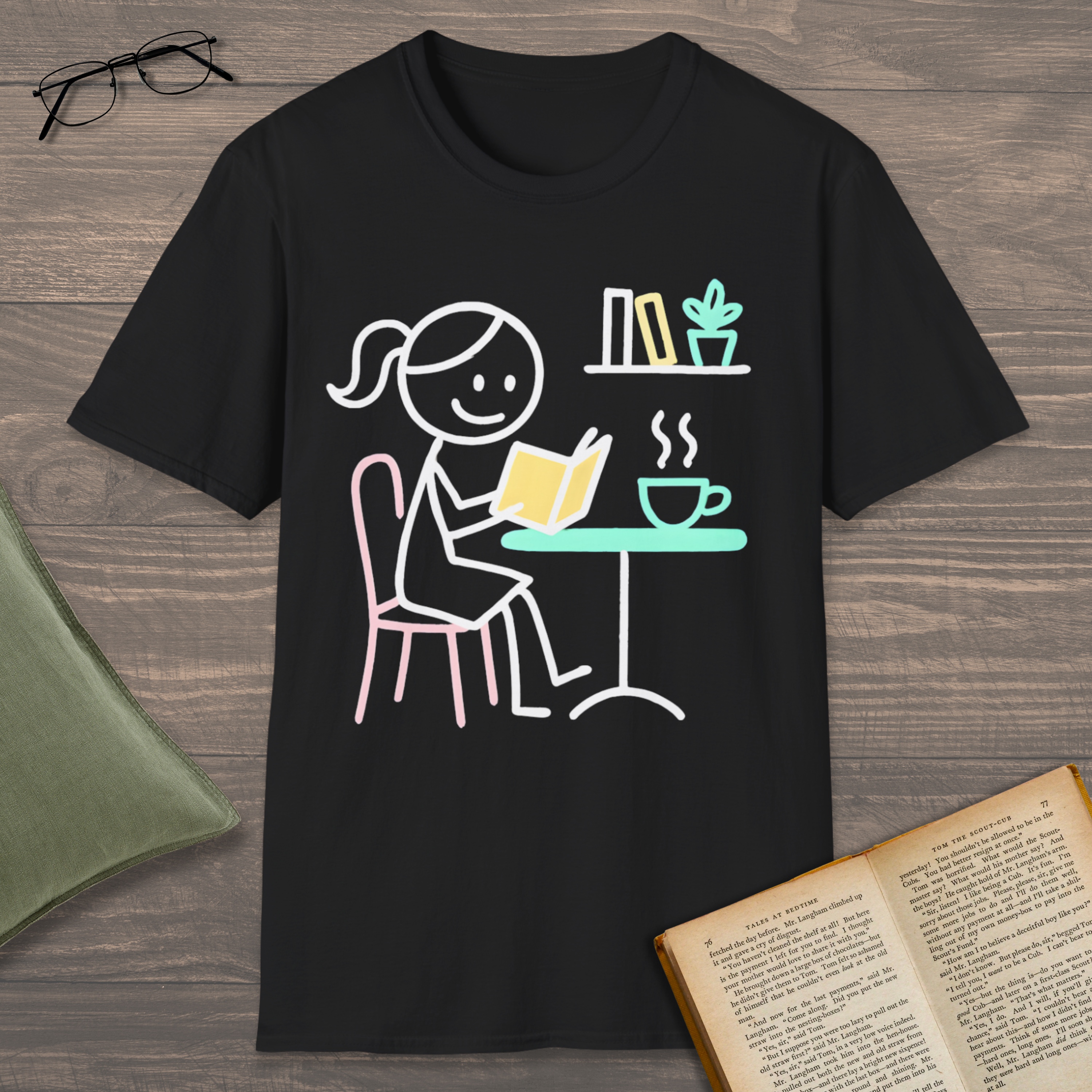 Reading Stickgirl T-Shirt