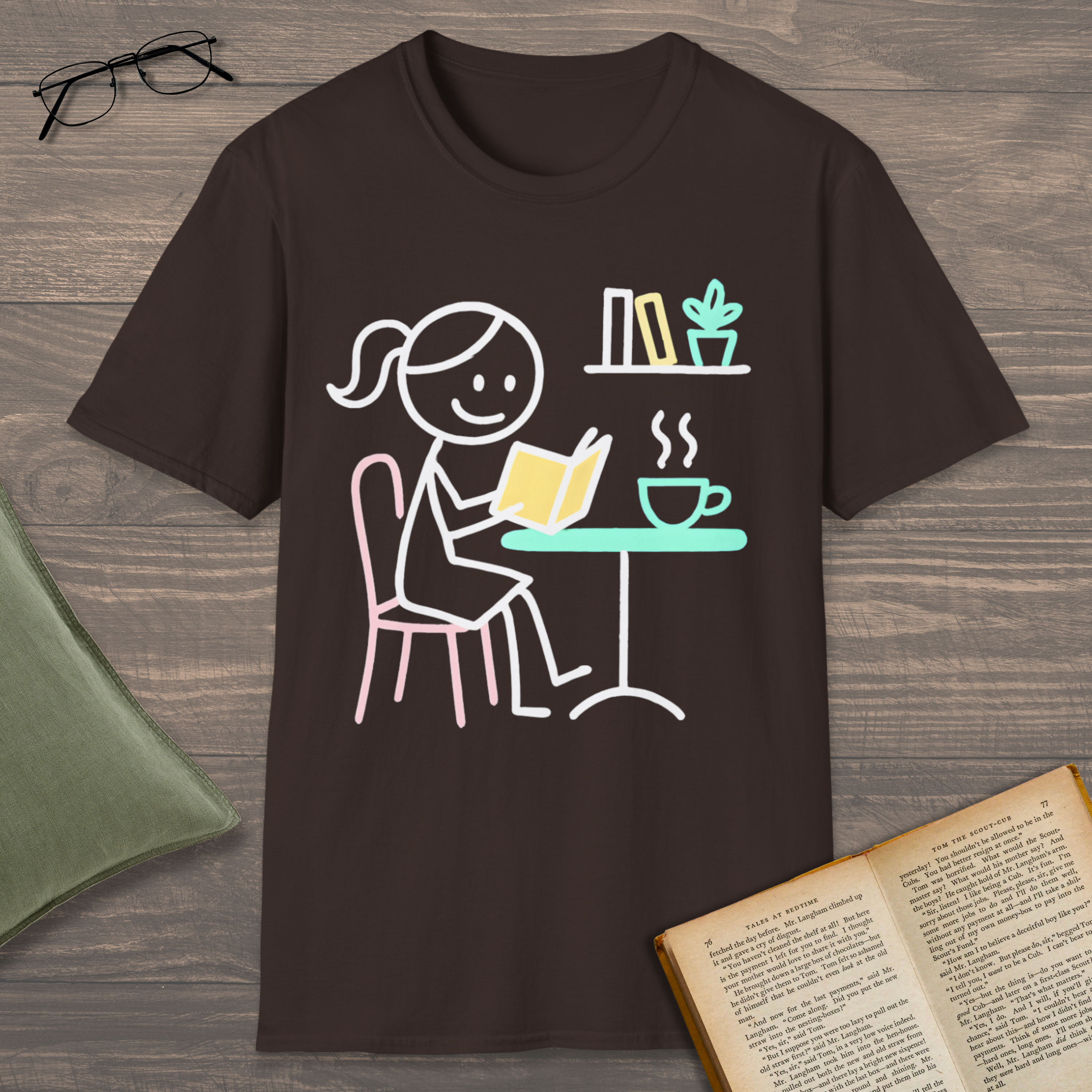 Reading Stickgirl T-Shirt