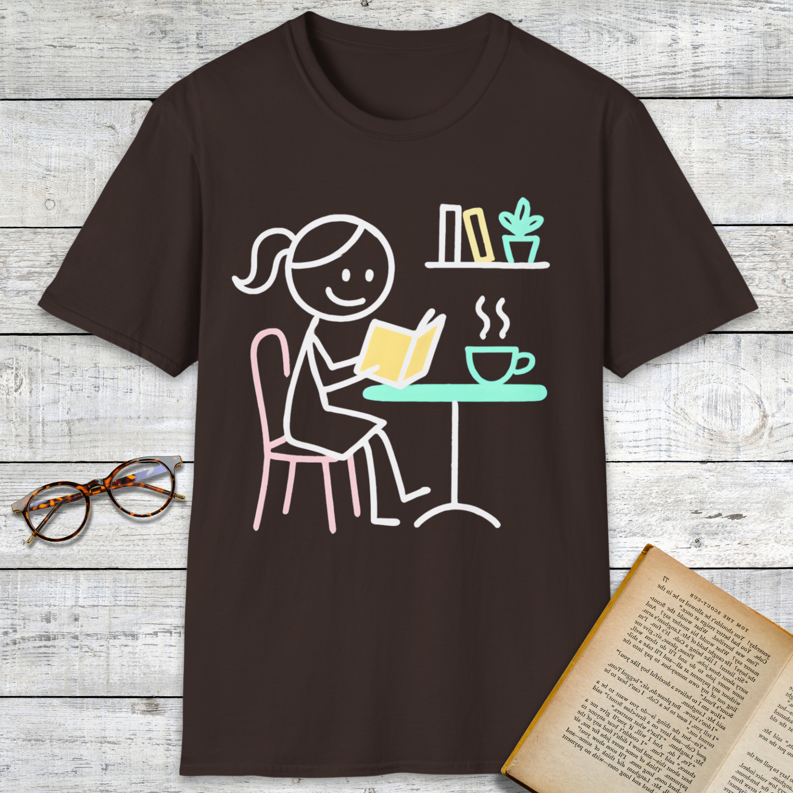 Reading Stickgirl T-Shirt