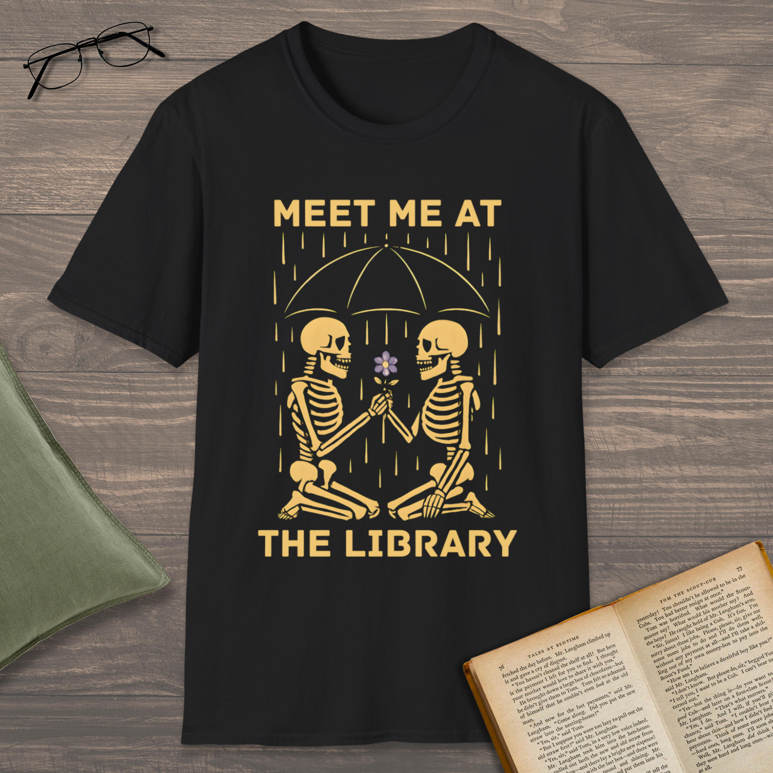Skeletons Library Date T-Shirt