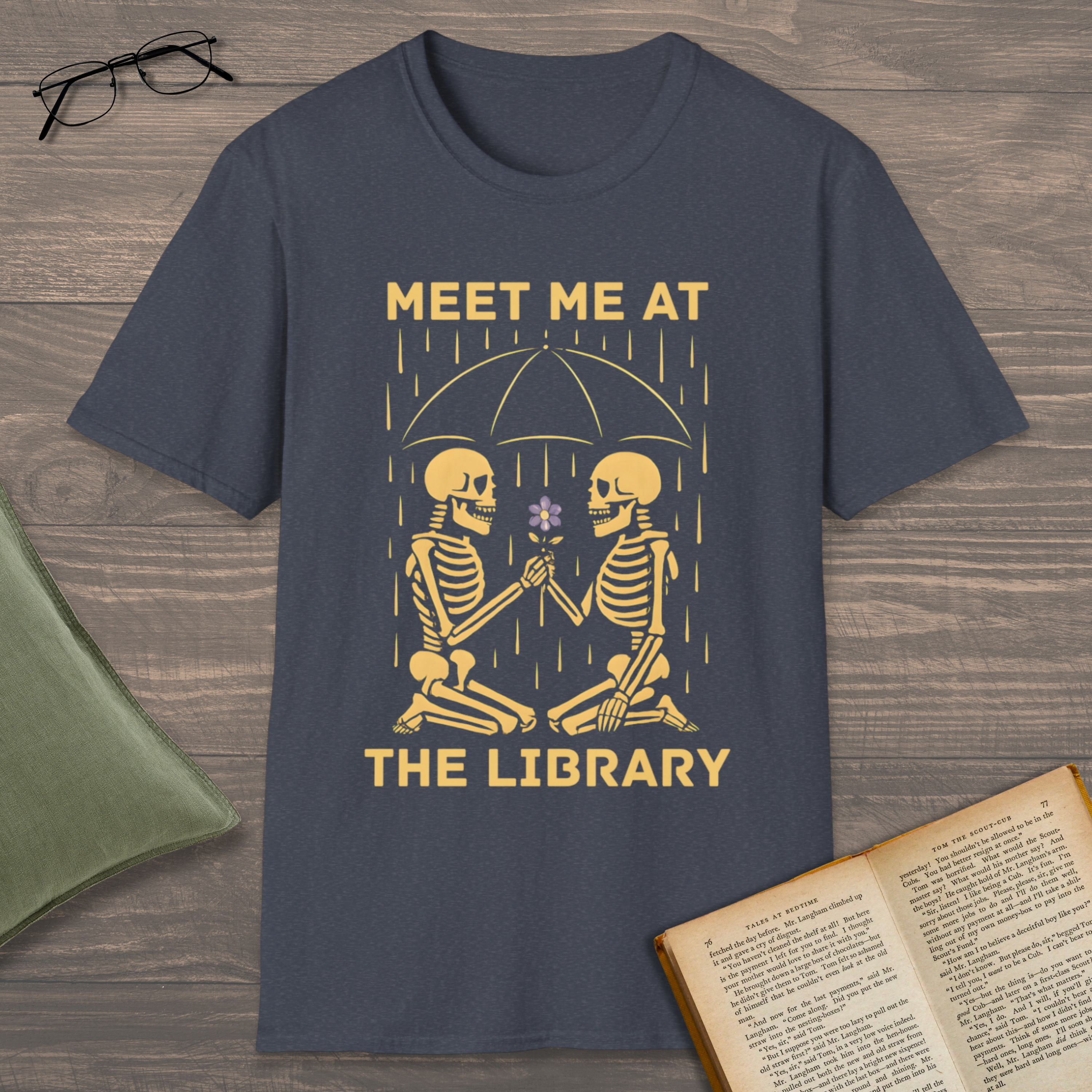 Skeletons Library Date T-Shirt