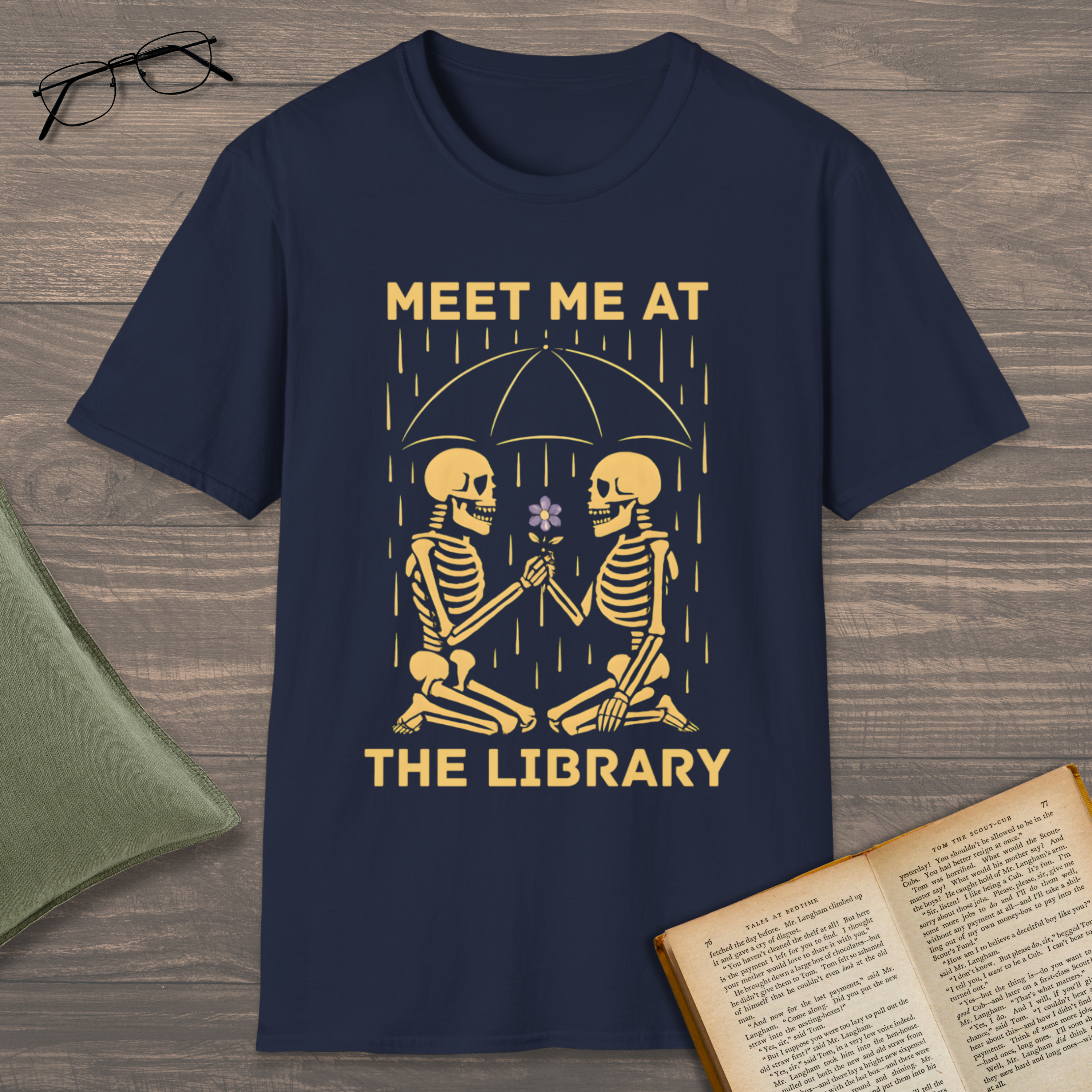 Skeletons Library Date T-Shirt