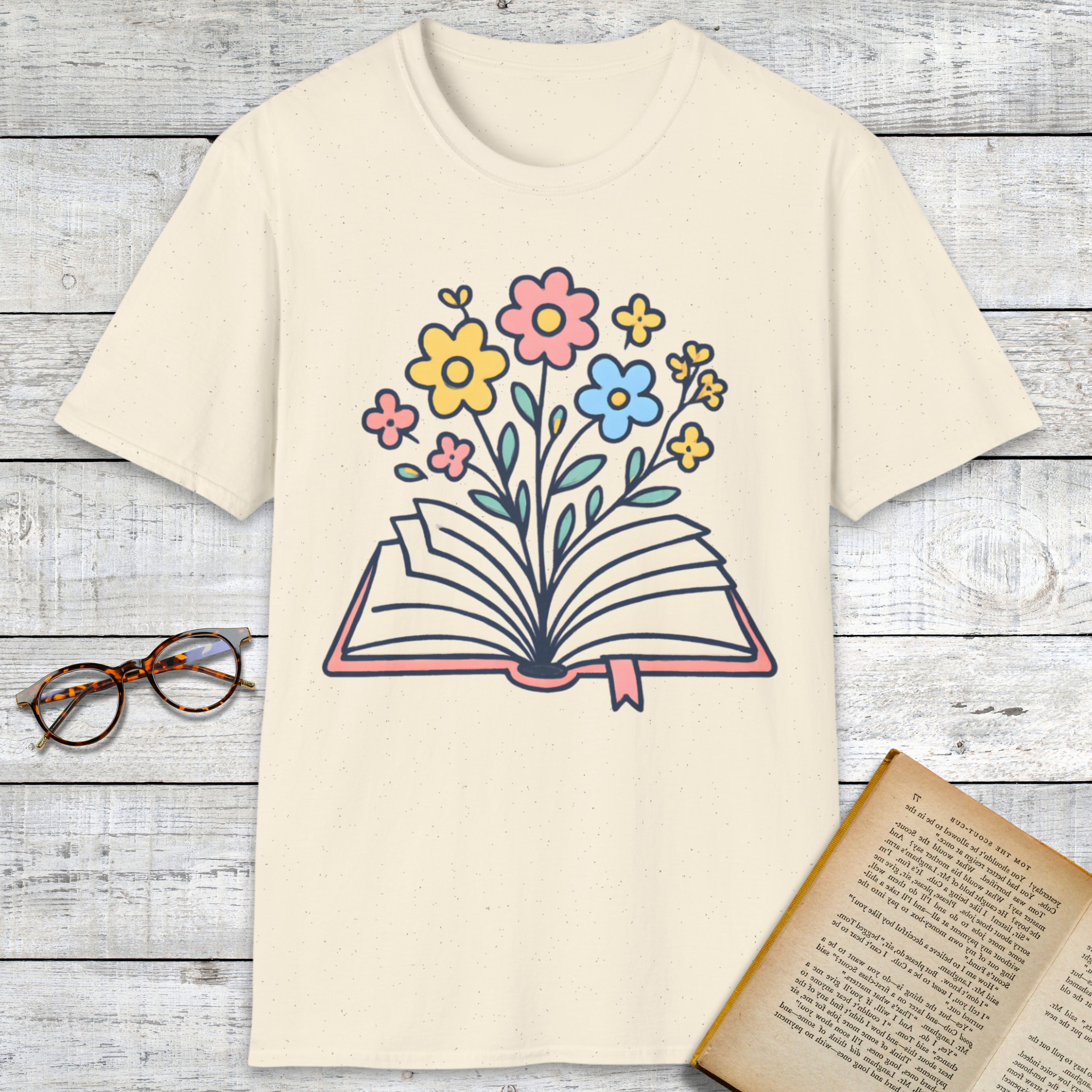 Sweet Flowers Book T-Shirt