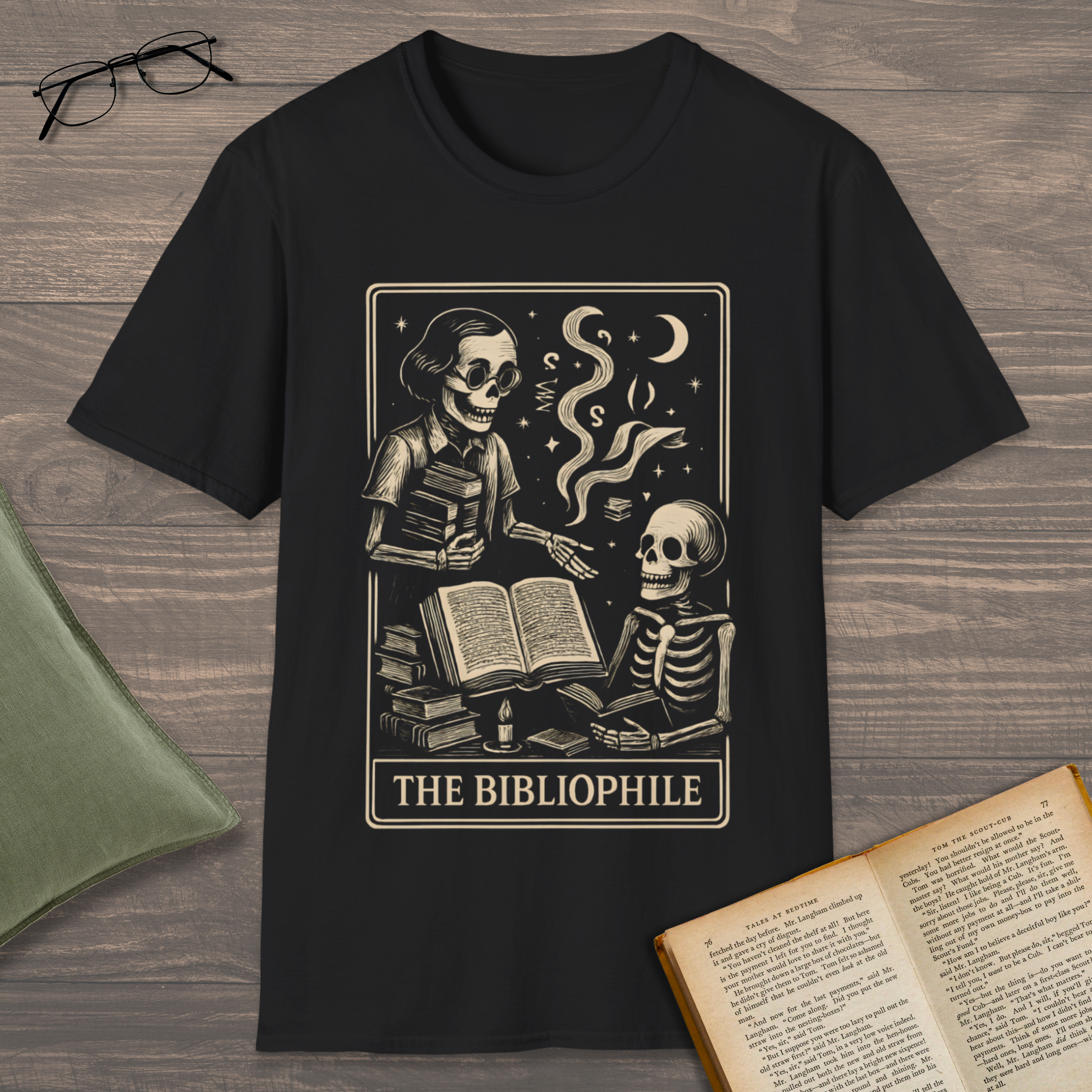 The Bibliophile Skeleton T-Shirt