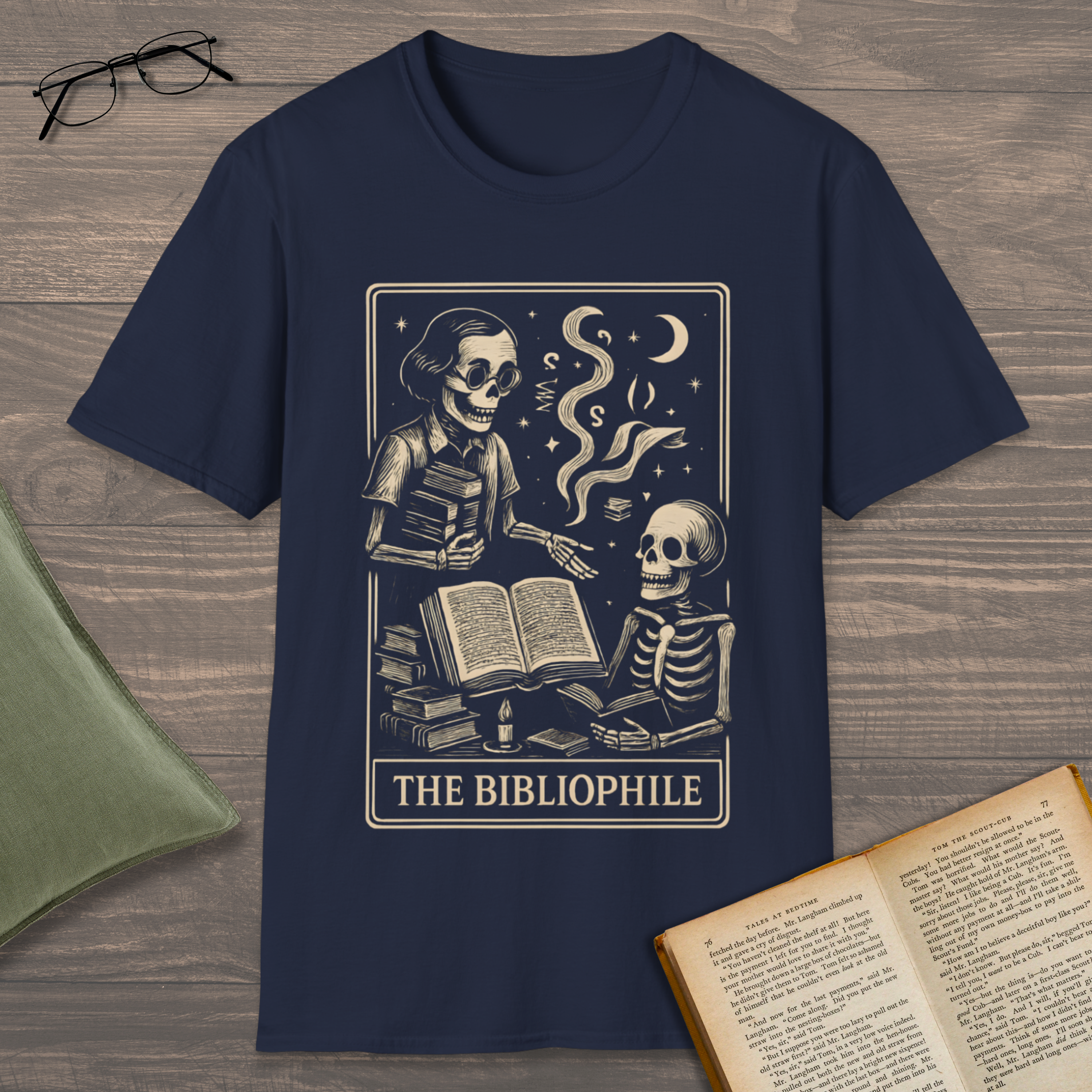 The Bibliophile Skeleton T-Shirt